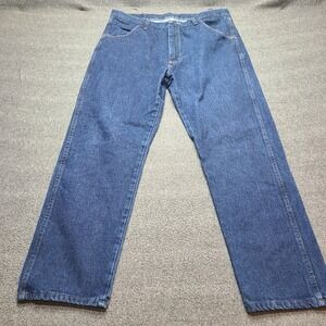 Rustler Straight Leg Jeans Mens 38x30 Blue Excellent Heavyweight Denim 87619PW